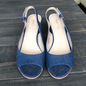 Nine West Denim/Chambray Cork Heels 61/2